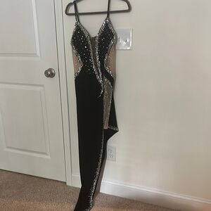 Elegant Black and Silver Evening Dress